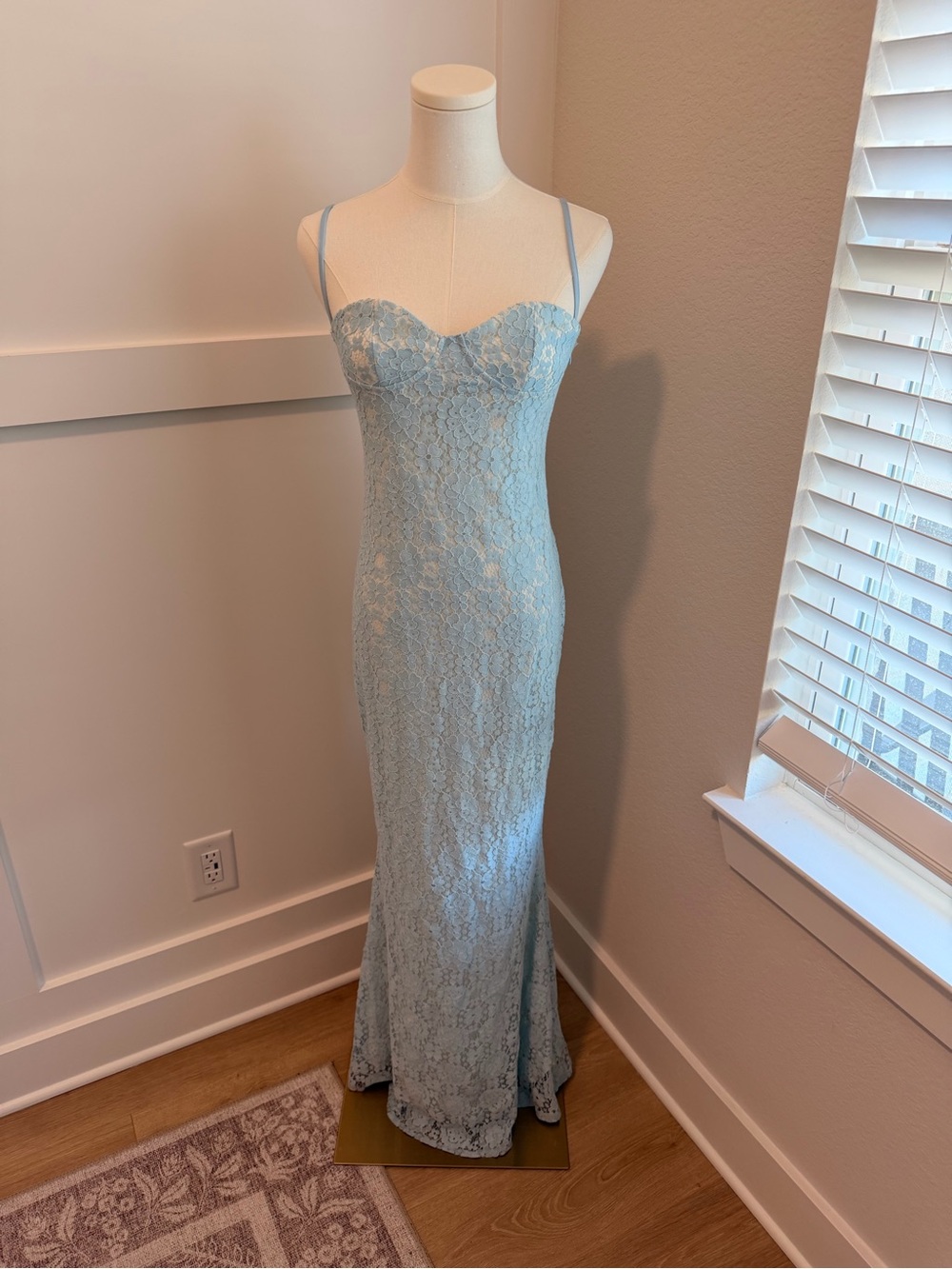 Peppermayo Baby Blue Lace Maxi Dress – Size AU 12 / US 8 (Large)